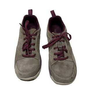 L.L.Bean Women’s Brown Suede Leather Lightweight Casual Lace-Up Shoes. Size 9.